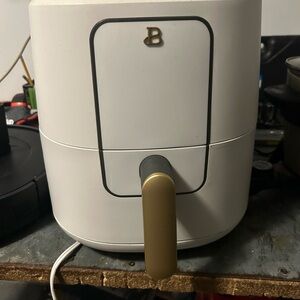 White Air Fryer with Gold Handle